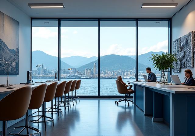 Modernes Büro von Komodo Kredite mit Blick auf Luzern